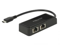 DELOCK – Adapter SuperSpeed USB with Type-C male > 2 x Gigabit LAN 10/100/1000 Mbps (63927)
