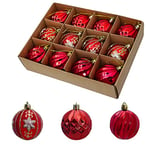 Boules de Noël Rouge, Uten 12 Pcs Decoration Boule de Noel DIY Embellissement Décoration pour Décor de Mariage Boule Suspendue-6cm