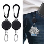 2-pack nyckelring utdragbar med jojo-funktion och snöre, svart