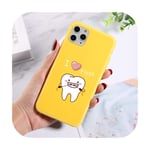 Cuty-girl Cute Cartoon Tooth Phone Case for iPhone 11 Pro Max X XR XS Max 7 8 6 6S Plus SE 2020 Yellow Soft Silicone TPU Back Capa-W4684-For iphone 7