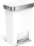 simplehuman CW1387CB 445L Rectangular Pedal Bin with Liner Pocket, White 