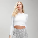 MP Women's Shape Seamless Ultra Long Sleeve Crop Top - White - XL