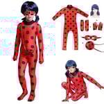 Bimirth Kids Girl Ladybug Cosplay Set Halloween Party Jumpsuit Fancy Dress Kostym med ögonbindel, peruk, väska-yky Yl 110(100-110CM)