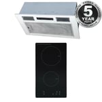 SIA 30cm Black Domino 2 Zone Electric Induction Hob And 52cm Canopy Cooker Hood