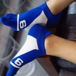 Men’s Casual Five Fingers Toe Socks Comfortable Colorful Cotton Blue One Size