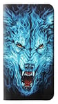 Blue Fire Grim Wolf PU Leather Flip Case Cover For Samsung Galaxy A3 (2017)