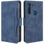 HualuBro Motorola Moto G8 Power Case, Magnetic Full Body Protection Shockproof Flip Leather Wallet Case Cover with Card Slot Holder for Motorola Moto G8 Power Phone Case (Blue)
