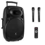 Portabel högtalare 15" med trådlösa mikrofoner Vonyx Verve46 mobilt ljudsystem med Bluetooth och trådlösa mikrofoner - 1000W Peak Effekt