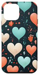 Coque pour iPhone 12 mini Coeurs fantaisistes motif mignon fond foncé