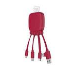 Xoopar Câble Multi Connecteurs USB - Hub USB 4 en 1- Chargeur Universel et Batterie Externe 3000 mAH en Plastique Recyclé - Octopus Gamma - Rouge