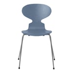 Fritz Hansen - Myran 3101 färgad askfanér stålstativ silvergrå dusk blue - Matstolar - Arne Jacobsen - Blå - Metall/Trä