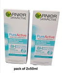 2 X Garnier Pure Active Matte Control Anti Blemish Face Moisturiser  2x50ml