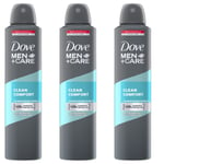 Dove Men+Care Clean Comfort Anti Perspirant Deodorant 250ml x 3