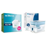 BRITA MAXTRA PRO All-in-1 Water Filter Cartridge 12 Pack (New) & Flow XXL Water Filter Tank (8.2L) incl. 1x MAXTRA PRO All-in-1 Cartridge
