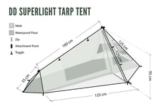 DD Hammocks SuperLight Tarp Tent: Lightweight 1 Person Adventure Sports Tent