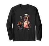 Cartoon Hyena Grill BBQ Chef Long Sleeve T-Shirt
