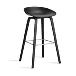 HAY About a Stool 32 High barstol svart ekstativ 2.0 Svart-rostfritt stålstöd