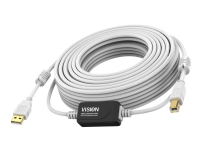 Vision Techconnect - USB-kabel - USB (hane) till USB typ B (hane) - USB 2.0 - 10 m - signalförstärkare - vit