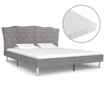 Säng med madrass ljusgrå tyg 160×200 cm