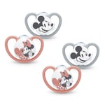 NUK napp Space Disney "Mickey" 6-18 månader, 4 st. i grått/rött