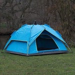2-3 Man Person Easy to Set Up Automatic Water Resistant Pop Up Tent Double Layer Camping Fishing Shelter & Compact Travel Carry Bag (Blue)