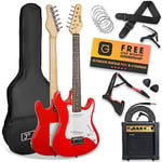 3rd Avenue XF 3/4 Size Electric Guitar Ultimate Kit with 10W Amp, Cable, Stand, Gig Bag, Strap, Spare Strings, Picks, Capo – Red