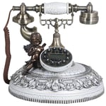 JALAL Classic Old-Fashioned Telephone, Resin Button Dialing Retro Home Fixed Telephone Landline Decoration