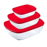 Pyrex Cook & Store Rectangular Dishes with Lids Pack of 3 Piece
