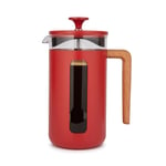La Cafetiere Pisa Red Cafetiere with Wooden Handle - 8 Cup