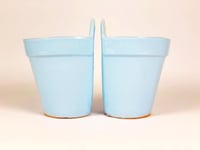 Pastel Hand Dipped Set of 2 Terracotta Outdoor Hanging Flower Plant Pots 19cm