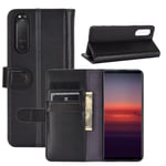 Sony Xperia 5 II Plånboksfodral i Äkta Läder, Svart