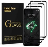 ivoler 3 Pack Screen Protector for Xiaomi Black Shark 3, [Full Coverage] Tempered Glass Film for Xiaomi Black Shark 3, [9H Hardness] [Anti-Scratch] [Bubble Free], Black