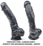Big Dildo Suction Cup 9 Inch Curved Realistic PROSTATE STIMULATION Black Sex Toy