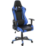 HHG - Chaise de bureau 592, fauteuil gamer, charge maximale de 150kg similicuir noir/bleu - blue
