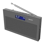 Majority Histon Radio, DAB, DAB+ Digital and FM, Compact, Portable, Battery and Mains Powered, Dual Alarm, 20 Preset Stations, 3.5mm Headphone Jack, Snooze Function, LCD Display - Charcoal