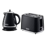 Emperial Kettle & Toaster Set with 2 Slice Toaster and Cordless Electric Kettle, Black - 3 KW Fast Boil (Kettle and 2 Slice Toaster)