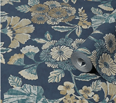 Graham Brown Boutique Navy Floral Metallic Effect Textured Vinyl Wallpaper