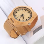 Beilaishi Fashion Personality Big Round Dial Bamboo Shell Watch with Leather Strap replacement watchbands (Color : Color6)