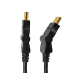 HDSupply X-HC060-03 Câble HDMI haute vitesse avec Ethernet, prise HDMI-A (19 broches) vers prise HDMI-A (19 broches), double blindage, contacts plaqués or, prise pivotante, 3,0 m, noir