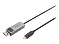 DIGITUS - Adapterkabel - DisplayPort (hane) till 24 pin USB-C (hane) - DisplayPort 1.4 - 2 m - tvinnad, dubbelriktad, 8K30 Hz (7680 x 4320) stöd, 2K165Hz (2560 x 1440) support, 4K144Hz stöd - svart
