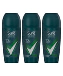 Sure Mens Men Antiperspirant Deodorant Roll On 72H Nonstop, Quantum Dry, 50ml, 3 pack - NA - One Size
