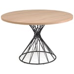 Table ronde Niut en mélaminé finition naturelle et pieds en acier finition noire ø 120 cm - Kave Home