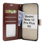 Crazy Horse Wallet Xiaomi Redmi Note 13 Pro+ 5G (Brun)