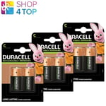 6 Duracell Rechargeable C Batteries HR14 DC1400 3000mAh 1.2V 2BL New