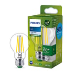 PHILIPS Ultra Efficient - Ultra Energy Saving Lights, LED Light Source, 60W, A60, E27, Cool White 4000 Kelvin, Clear