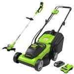 Greenworks 24V 33cm mower, trimmer with 2Ah Battery/charger