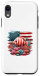 iPhone XR USA American Flag Funny Coral Reef Fish Animal USA Flag Case
