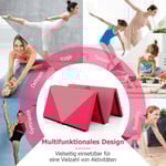 Vikbar mjuk golvmatta Bärbar Gymnastikmatta Yogamatta 240 x 117 x 5 cm Rosa