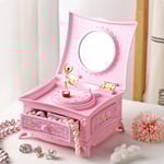 Klassisk roterande dansare Ballerina Music Box Smycken Organizer Pink