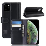 iPhone 11 Pro Plånboksfodral i Äkta Läder, Svart